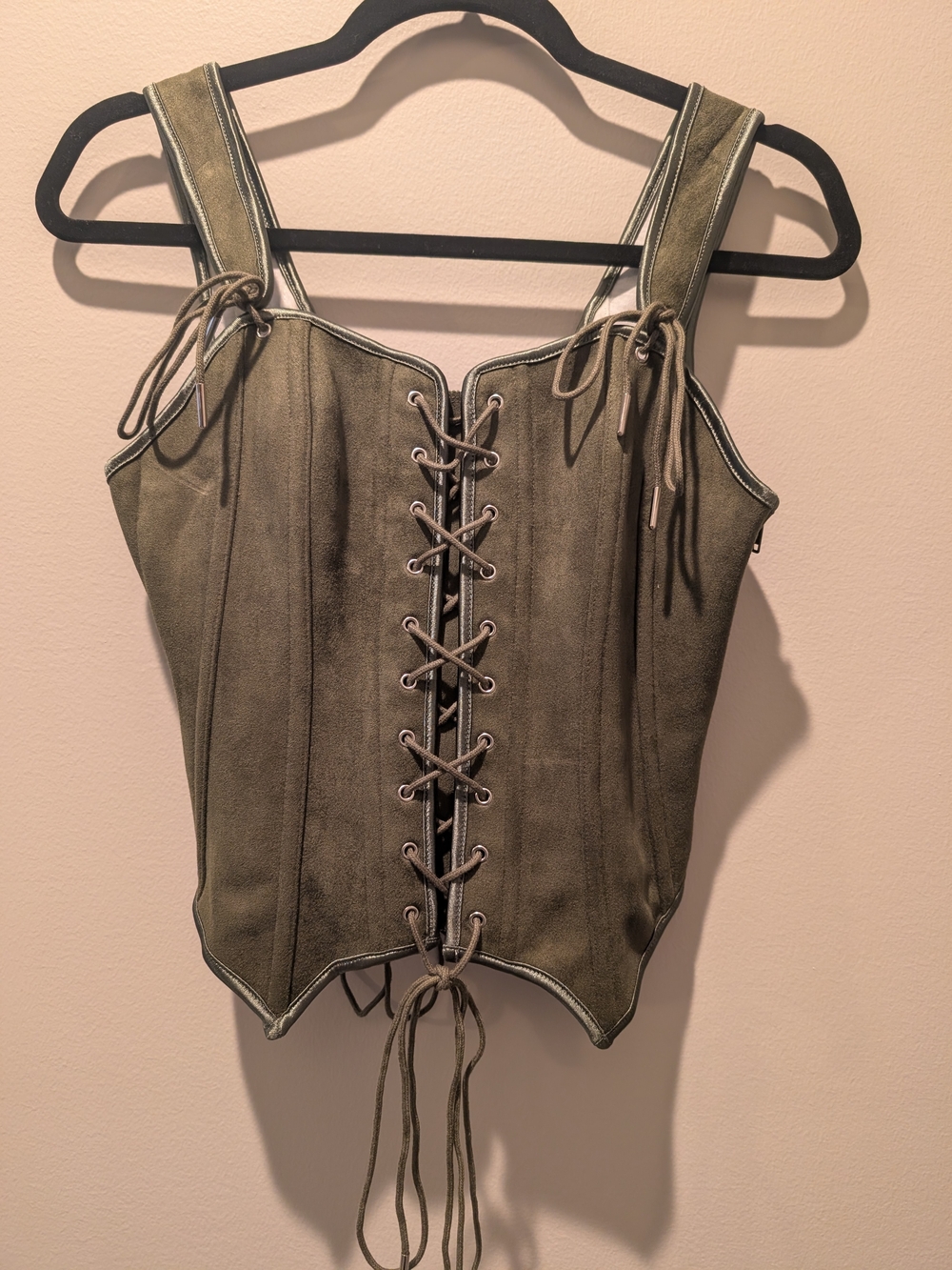Scarlet Darkness Olive Front And Back Lace-Up Corset Top With Side Zipper